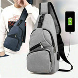Nylon Sling Bag Backpack USB Charging Crossbody Shoulder Bag