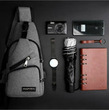 Nylon Sling Bag Backpack USB Charging Crossbody Shoulder Bag