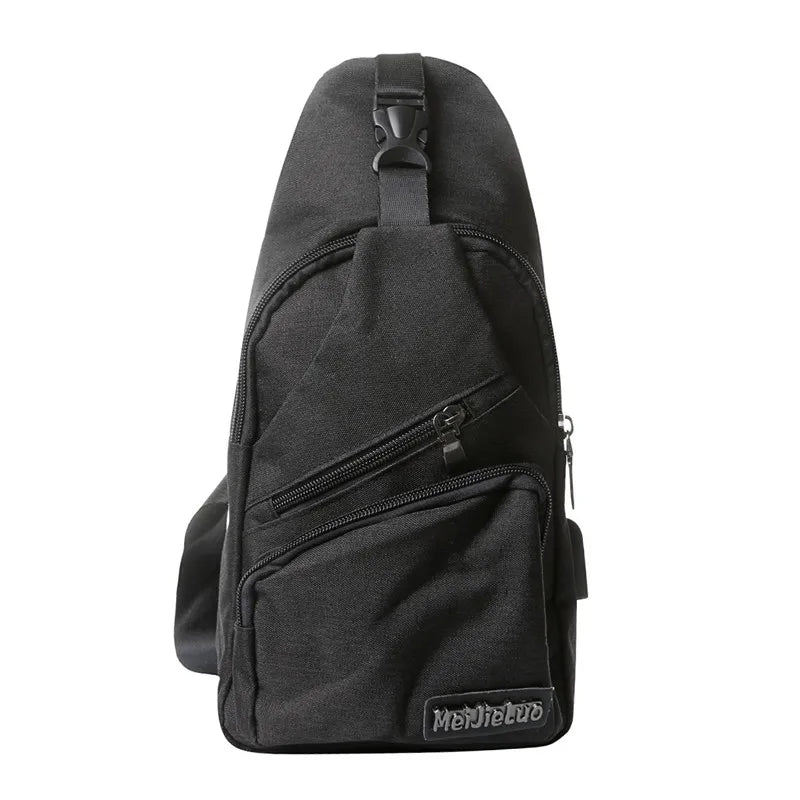 Nylon Sling Bag Backpack USB Charging Crossbody Shoulder Bag