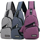 Nylon Sling Bag Backpack USB Charging Crossbody Shoulder Bag