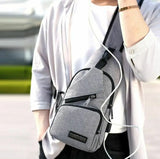 Nylon Sling Bag Backpack USB Charging Crossbody Shoulder Bag