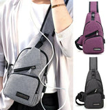 Nylon Sling Bag Backpack USB Charging Crossbody Shoulder Bag
