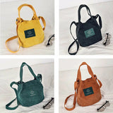 Corduroy Shopper Shoulder Tote Crossbody Bag