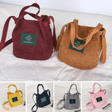 Corduroy Shopper Shoulder Tote Crossbody Bag