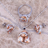 Champagne Morganite Silver Plated Jewelry Sets Size 6-10