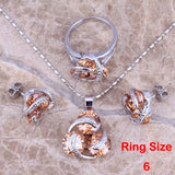 Champagne Morganite Silver Plated Jewelry Sets Size 6-10