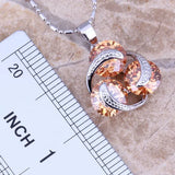 Champagne Morganite Silver Plated Jewelry Sets Size 6-10