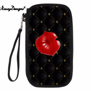 Noisydesigns 3D Denim Red Lips ID Card Holder Wallet