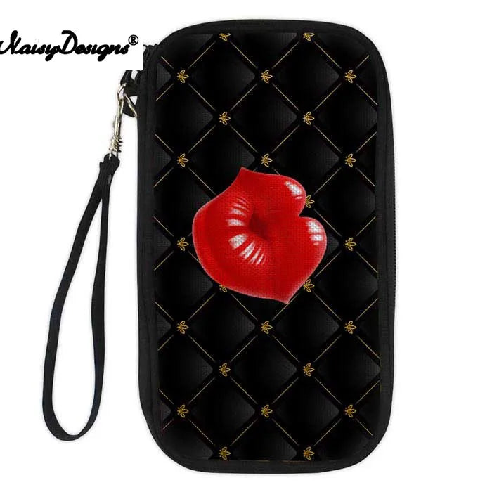 Noisydesigns 3D Denim Red Lips ID Card Holder Wallet