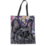 Noisydesigns Canvas Handbag French Bulldog Daisy Boxer Print Women Sh