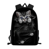 Cat Print Gothic Moon Teenager School Backpack Girls Women Travel Daypack