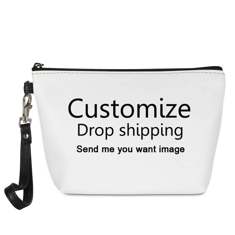 Christmas Cats and Dogs Pattern PU Leather Cosmetic Bag