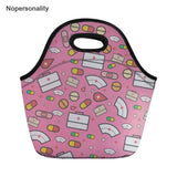 Neoprene Cartoon Nurse Pattern Lunch Bags for Girls