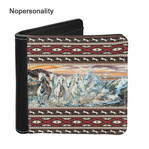 Men Wallets Horses Print Small Money Purses Thin Foldable Leather Purse
