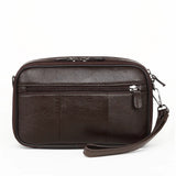 Leather Men Business Clutch Bag Cowhide Zipper Wallet Money Phone Case