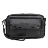 Leather Men Business Clutch Bag Cowhide Zipper Wallet Money Phone Case