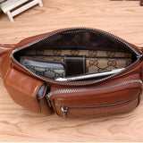 Men Leather Waist Bag Sling Chest Bags Casual Belt Pouch for Wallets Phone