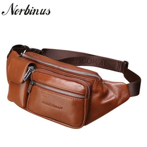 Men Leather Waist Bag Sling Chest Bags Casual Belt Pouch for Wallets Phone