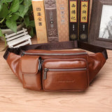 Men Leather Waist Bag Sling Chest Bags Casual Belt Pouch for Wallets Phone