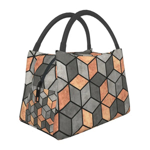Nordic Lunch Bag Concrete and Copper Cubes Cooler Bag