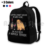 Norfolk Terrier And Wine Funny Dog Outdoor Hiking Backpack
