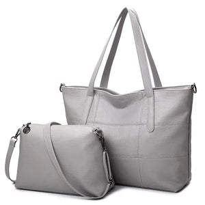 Plaid Leather Shoulder Bag Soft Womens Tote