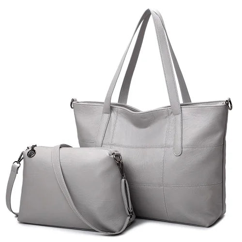 Plaid Leather Shoulder Bag Soft Womens Tote