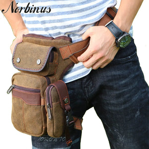 Nornbinus Men Waist Bag Canvas Drop Leg Bags Multifunction Thigh Pouch