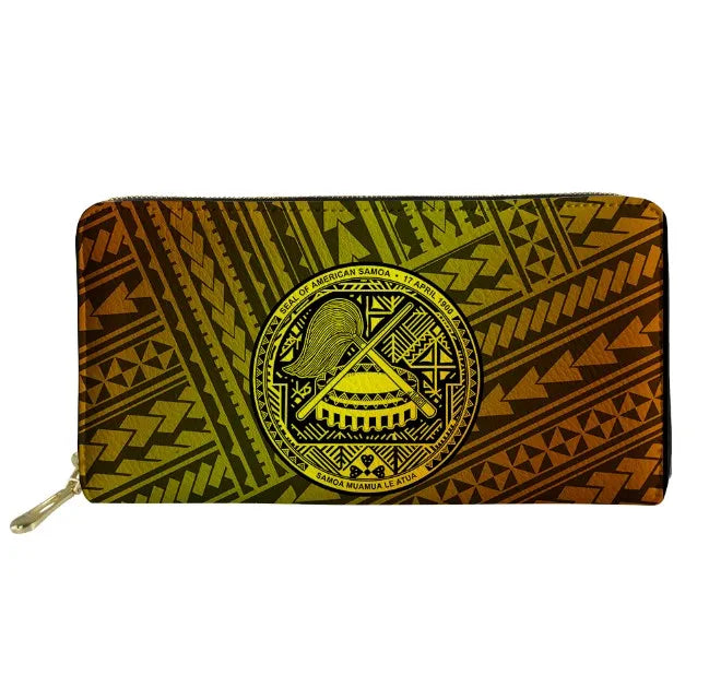 N. Mariana Islands Beach Tattoo Long Wallet Zipper Phone Bag Clutch Purse