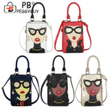 Lady Face Crossbody Shoulder Bag PU Leather Purse Messenger Satchel for Women