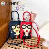 Lady Face Shoulder Bag Leather Messenger Tote Handbag for Dating Travel