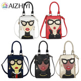 Lady Face Shoulder Bag Leather Messenger Tote Handbag for Dating Travel