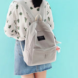 NuFangU Solid Cotton Fabric Girls Backpack School Book Bag
