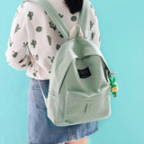 NuFangU Solid Cotton Fabric Girls Backpack School Book Bag