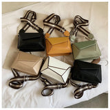 Nubuck Leather Geometric Crossbody Bag Wide Strap Small Square Messenger Bag