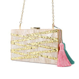 Nude Glitter Envelope Mini Acrylic Clutch Crossbody Bag