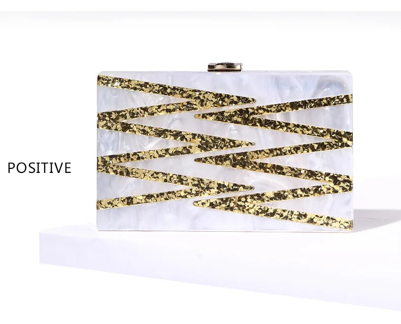 Nude Glitter Envelope Mini Acrylic Clutch Crossbody Bag