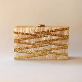 Nude Glitter Envelope Mini Acrylic Clutch Crossbody Bag