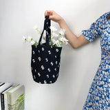 Number Print Women Bucket Bags Shoulder Handbags Shopping Lady Clutch Purse