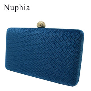 Nuphia Women Velvet Clutch Evening Bag Wedding Party Rhinestone Handbag