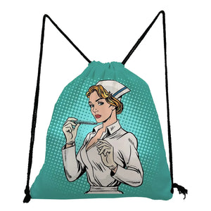 Nurse Drawstring Bag Casual Child Backpack Cartoon Teenager Bookbag