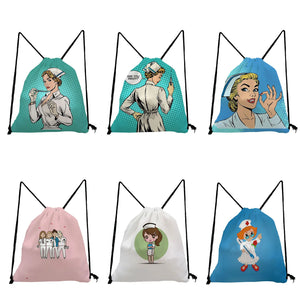 Nurse Drawstring Bag Casual Child Backpack Cartoon Teenager Bookbag