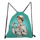 Nurse Drawstring Bag Casual Child Backpack Cartoon Teenager Bookbag