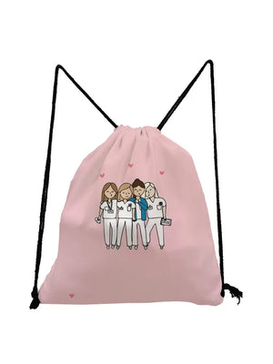 Cartoon Nurse Drawstring Bag for Kids, Teens, and Travel - Soft Back Bag