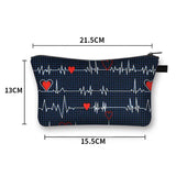 Nurse ECG Printing Lady Cosmetic Bag Pills Storage Case