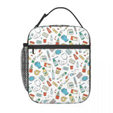 Nurse Pattern Insulated Lunch Bag Leakproof Cooler