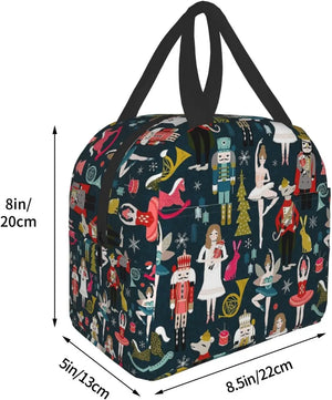 Nutcracker Ballet Xmas Dance Lunch Bag Portable Reusable Insulated Box
