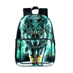 Wolf Animals 3D Nylon Backpack 16 Inch Bookbag Large Capacity Travel Bag