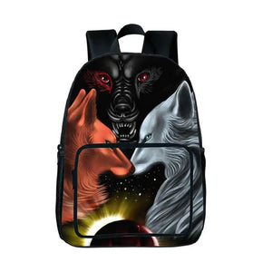 Wolf Animals 3D Nylon Backpack 16 Inch Bookbag Large Capacity Travel Bag