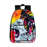 Wolf Animals 3D Nylon Backpack 16 Inch Bookbag Large Capacity Travel Bag